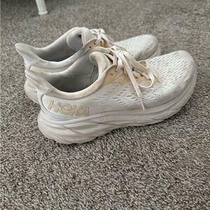 Hoka One One White Clifton 8 Size 8 with Chunky Midsole